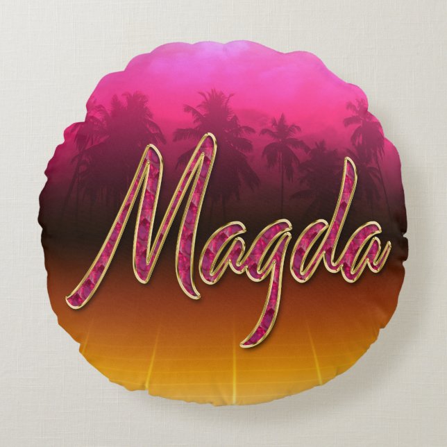 Magda First Name Golden pink cushions (Front)