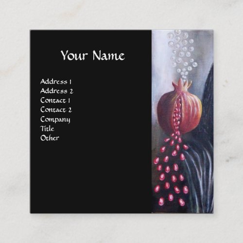 MAGDALEN AND POMEGRANATE Black White Red Square Business Card
