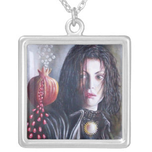 MAGDALEN AND POMEGRANATE SILVER PLATED NECKLACE