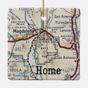 Magdalena New Mexico Vintage Map Ceramic Ornament
