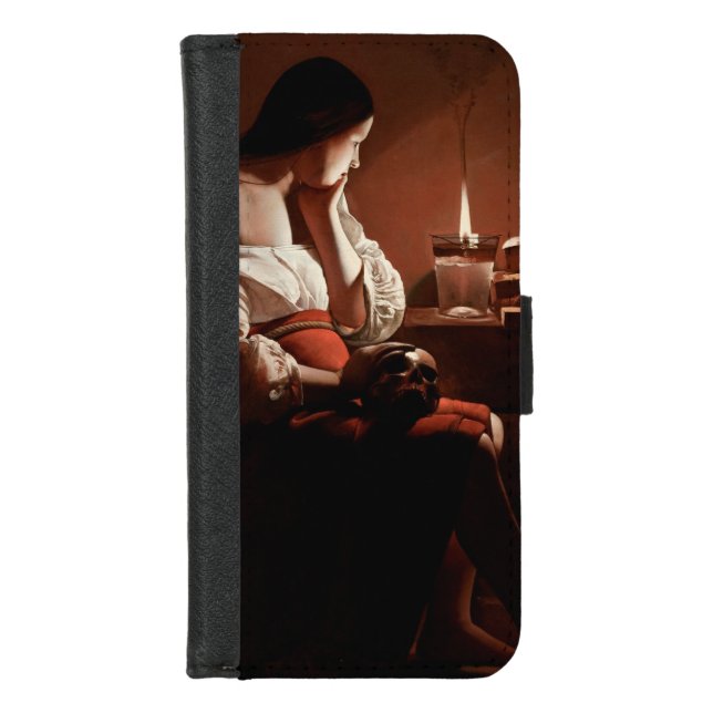 Magdalene with the Smoking Flame, La Tour iPhone Wallet Case (Front)