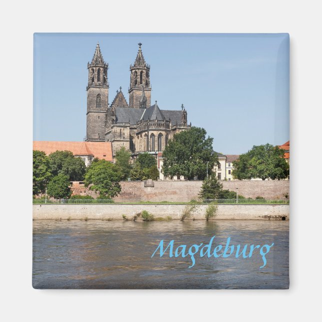 Magdeburg Elbe view photo Magnet (Front)