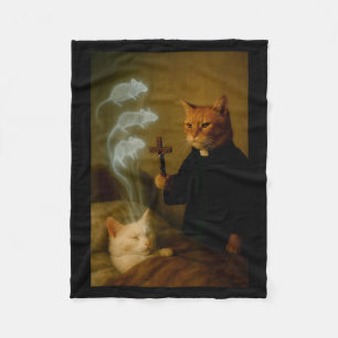 Mage Cat Meme Cat Exorcism Mouse Funny Fantasy Hum Fleece Blanket
