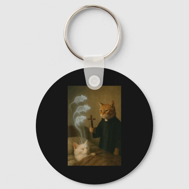 Mage Cat Meme Cat Exorcism Mouse Funny Fantasy Hum Keychain (Front)