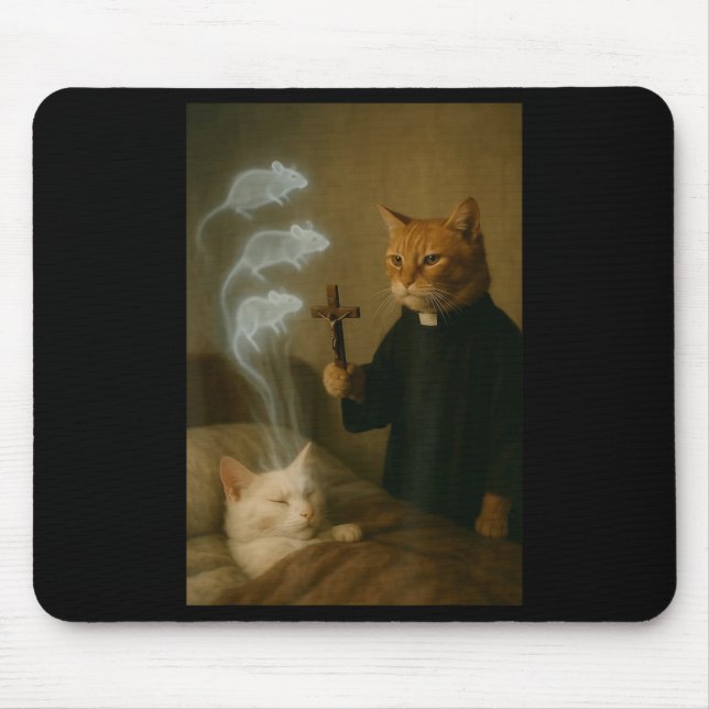 Mage Cat Meme Cat Exorcism Mouse Funny Fantasy Hum Pad (Front)