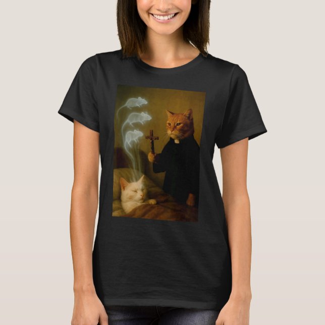 Mage Cat Meme Cat Exorcism Mouse Funny Fantasy Hum T-Shirt (Front)