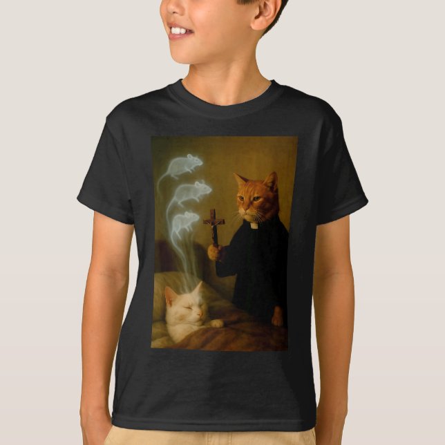 Mage Cat Meme Cat Exorcism Mouse Funny Fantasy Hum T-Shirt (Front)
