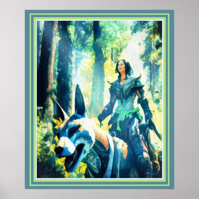 Mage Riding a Wolf Poster (Front)
