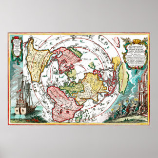Magellan Journey Flat Earth Map Poster