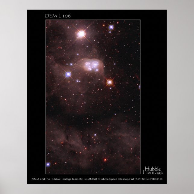 Magellanic Cloud DEM L 106 Hubble Telescope Poster (Front)