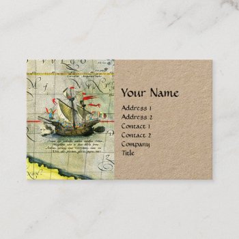 Magellans Ship Victoria  Antique Map Pacific Ocean Business Card by AiLartworks at Zazzle
