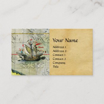 Magellans Ship Victoria  Antique Map Pacific Ocean Business Card by AiLartworks at Zazzle