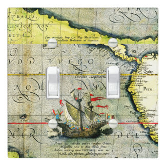 Magellans ship Victoria, Antique Map Pacific Ocean Light Switch Cover