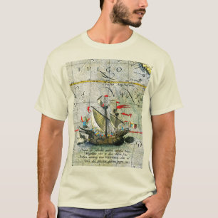 Magellans ship Victoria, Antique Map Pacific Ocean T-Shirt