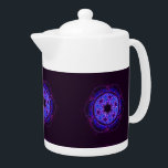 Magen Alef Teapot<br><div class="desc">Features fractal purple and blue Stars of David on a dark background.</div>