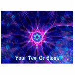 Magen Bet Fractal Statuette<br><div class="desc">A blue and purple,  fractal Star of David (Magen David). Add your own text.</div>