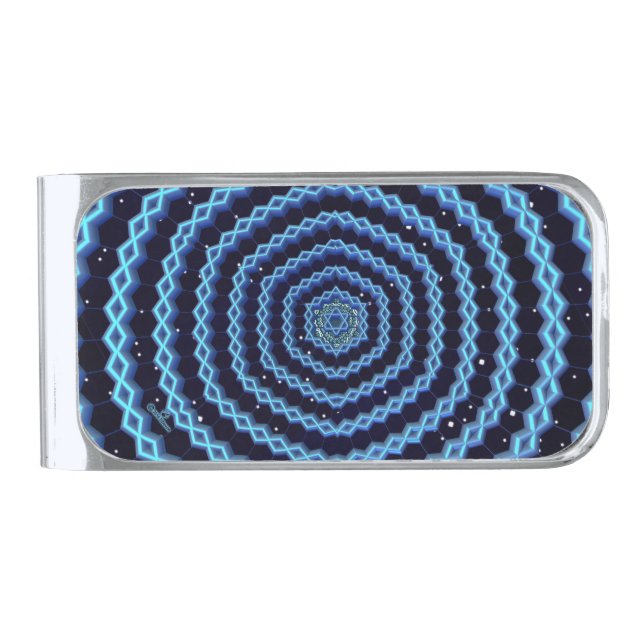 Magen David And Diamonds Silver Finish Money Clip (Front)