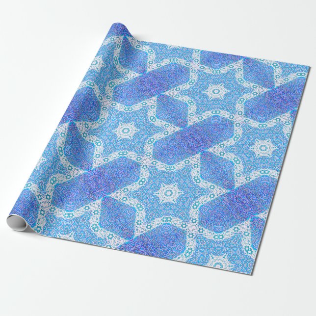 Magen David and Willow Leaf Wrapping Paper (Unrolled)