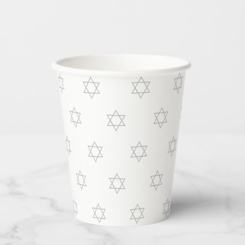 Magen David gray white modern pattern Hanukkah Paper Cups