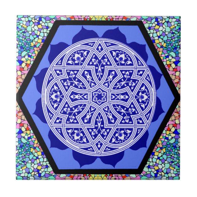 Magen David Petals Ceramic Tile (Front)