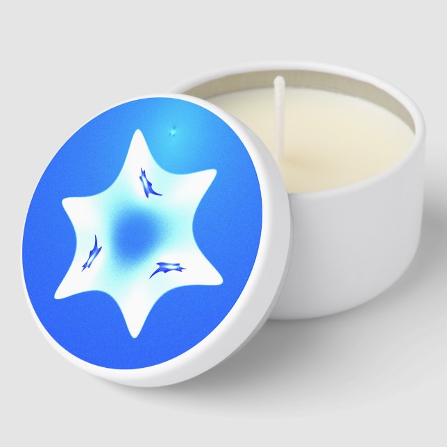 Magen Lavan (White Star) Mini Candle Favors (Corner)