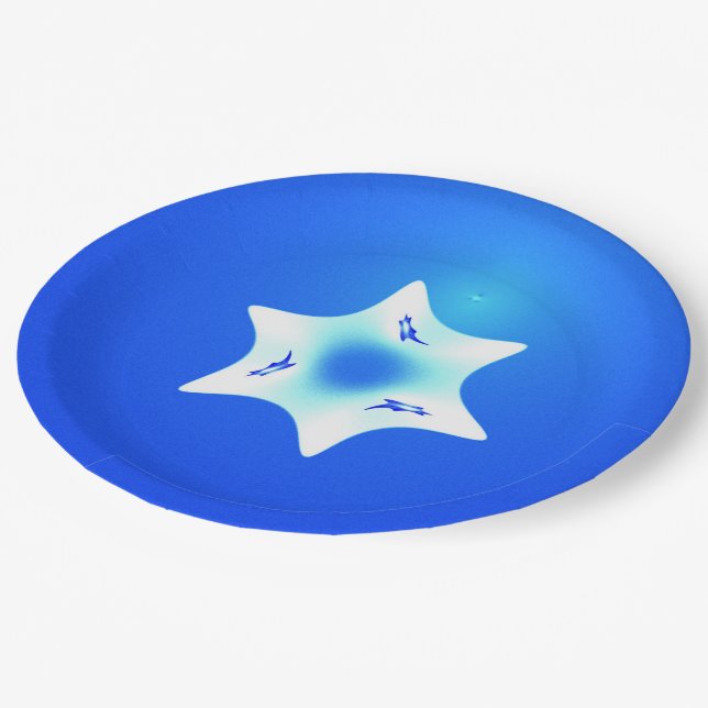 Magen Lavan (White Star) Paper Plates (Angled)