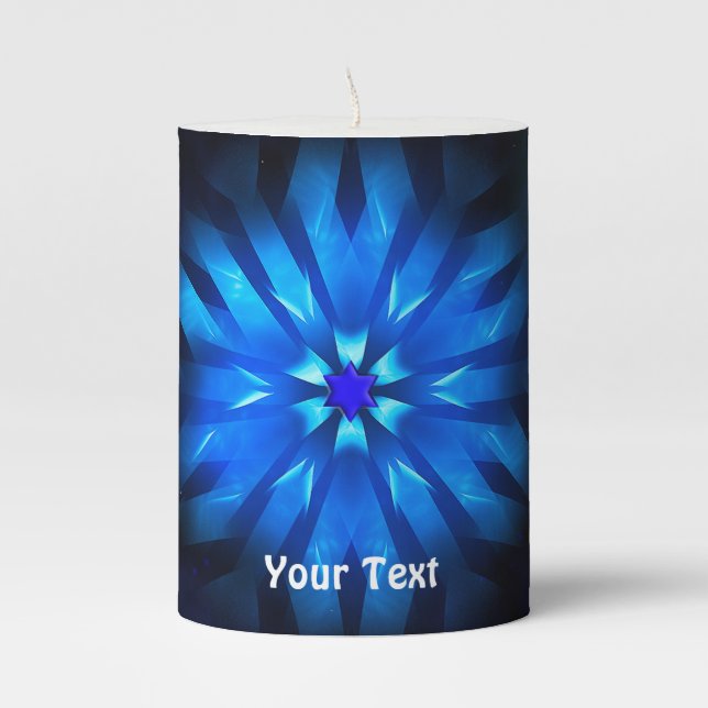 Magen Zayin Pillar Candle (Front)