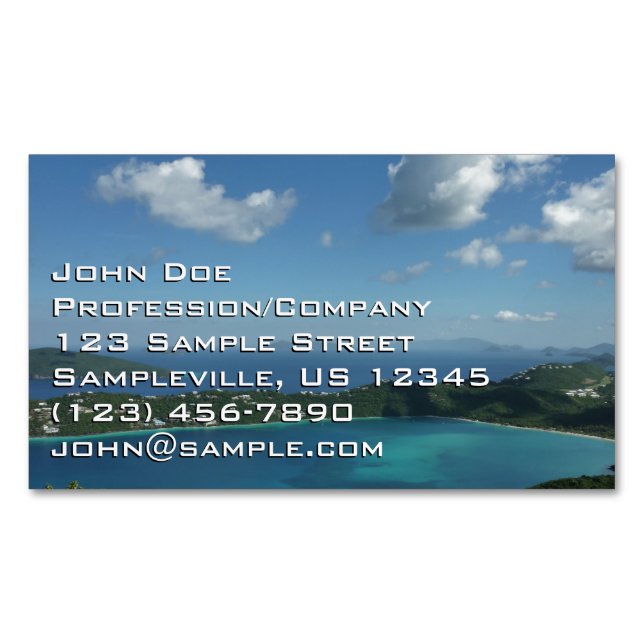 Magens Bay, St. Thomas Beautiful Island Scene Business Card Magnet (Front)