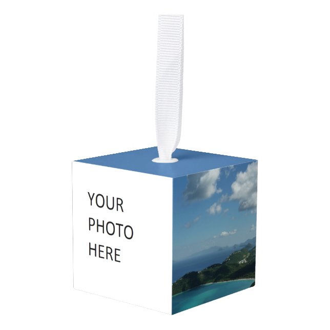 Magens Bay, St. Thomas Beautiful Island Scene Cube Ornament (Front Angled)
