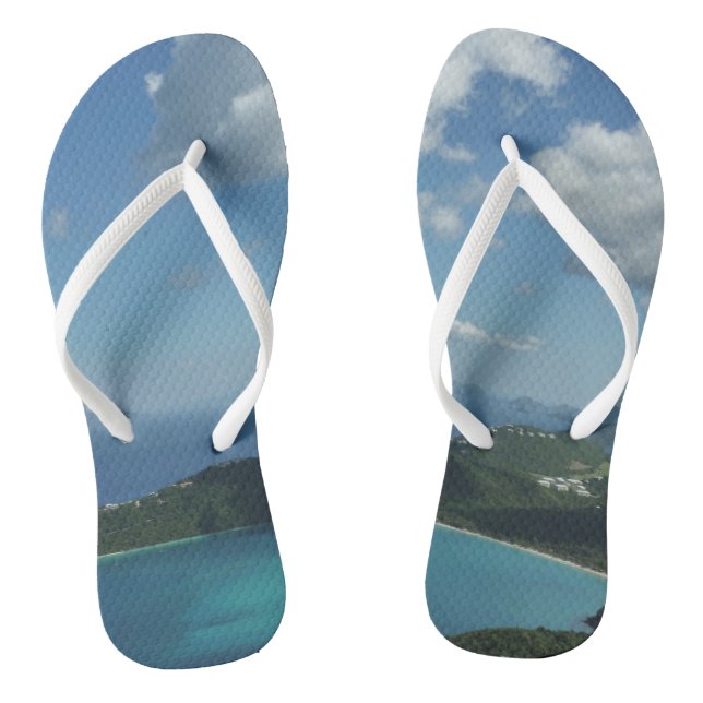 Magens Bay, St. Thomas Beautiful Island Scene Flip Flops (Footbed)