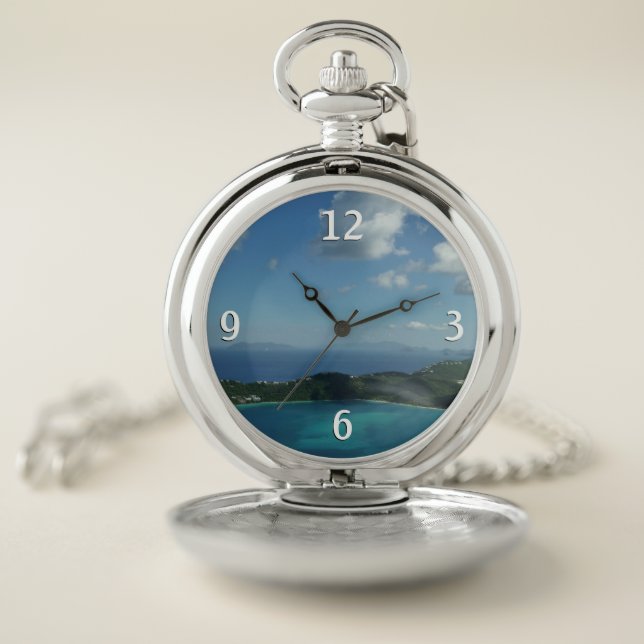 Magens Bay, St. Thomas Beautiful Island Scene Pocket Watch (Inside)