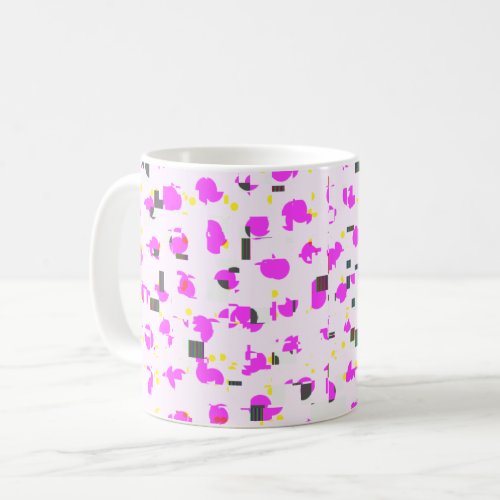 Magent and yellow glitch dots coffee mug