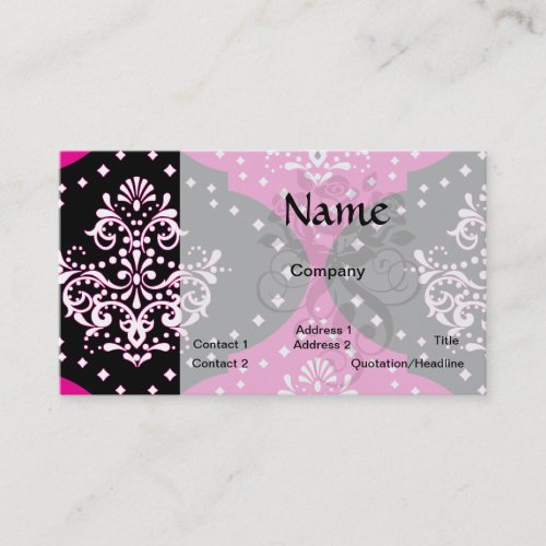 magent pink black white henna damask business card