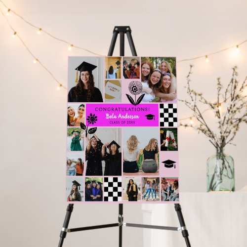 Magenta 16 Photo Collage Graduation Party Welcome Foam Board