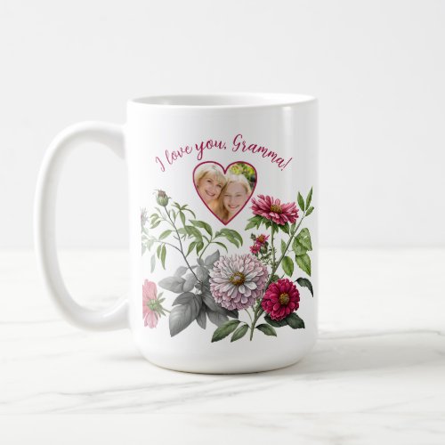 Magenta Accent Floral Mothers Day Photo Coffee Mug