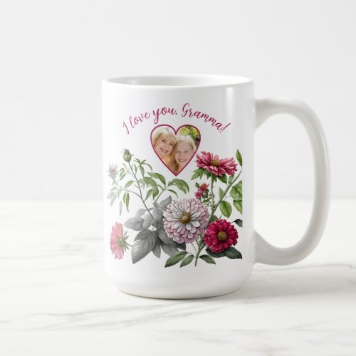 Magenta Accent Floral Mothers Day Photo Coffee Mug