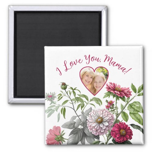 Magenta Accent Floral Mothers Day Photo Magnet