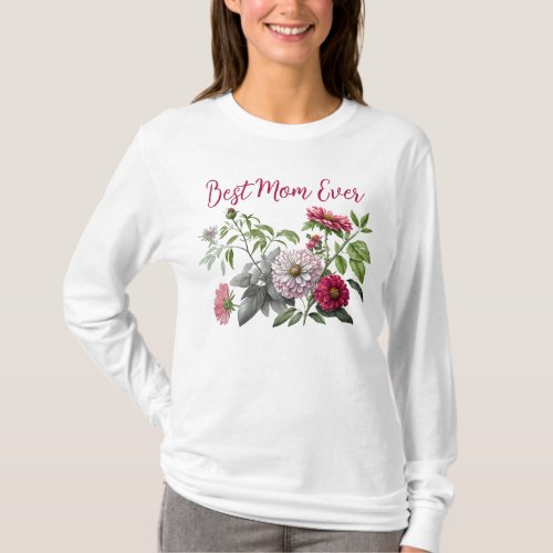 Magenta Accent Floral Mothers Day T_Shirt