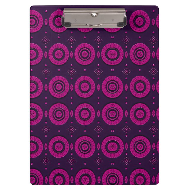 Magenta African Geometric Circle Pattern Clipboard (Front)