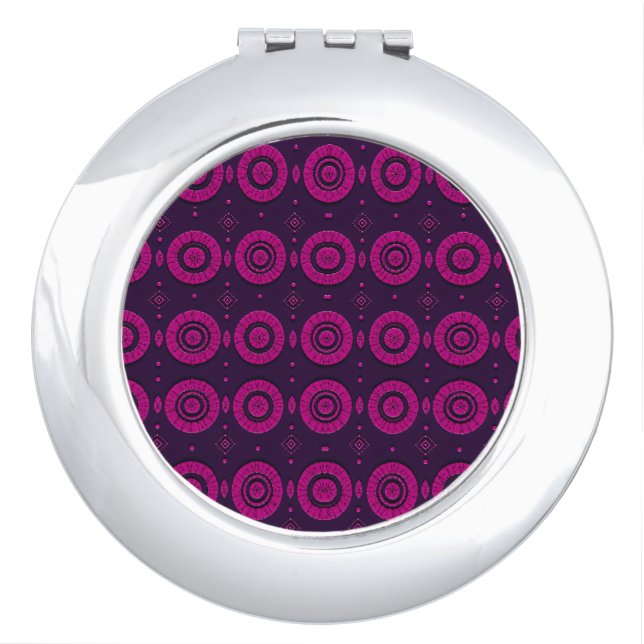 Magenta African Geometric Circle Pattern Compact M Mirror (Front)