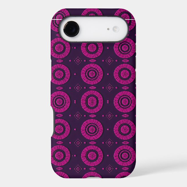 Magenta African Geometric Circle Pattern Phone Cas Iphone Case (Back)