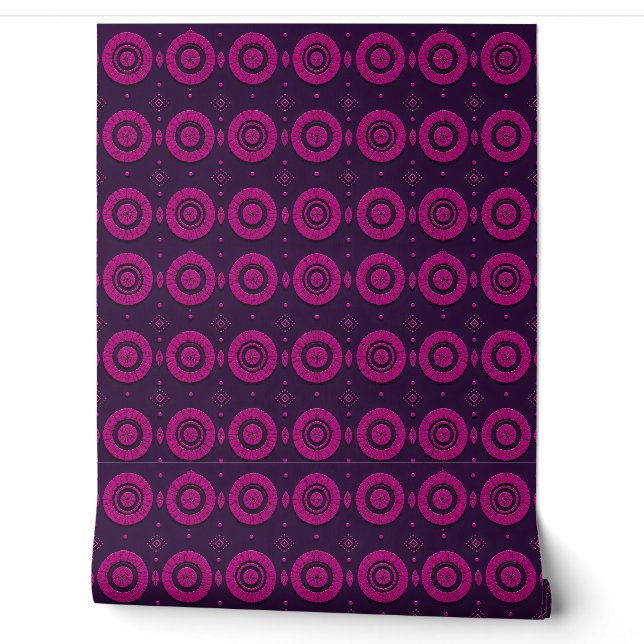 Magenta African Geometric Circle Pattern Wallpaper (Unrolling)