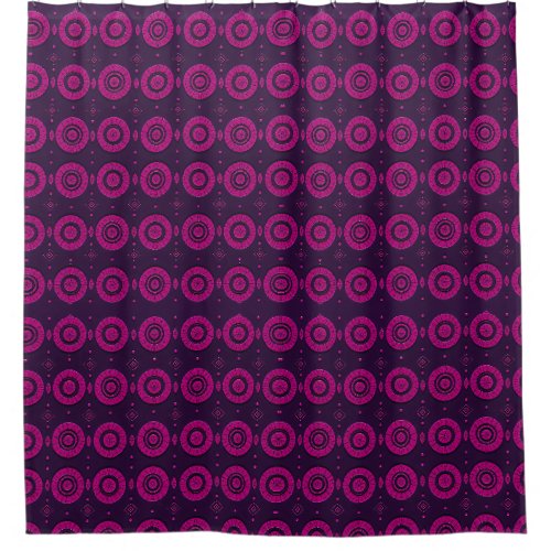 Magenta African Geometric Circle Shower Curtain