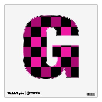 Magenta Alphabet Letters Checkerboard Wall Decal by CricketDiane at Zazzle