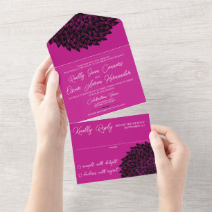 Magenta and Black All In One Invitation