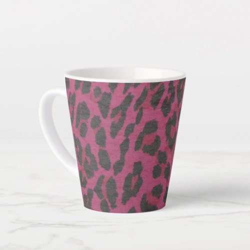 Magenta and Black Leopard Print Latte Mug