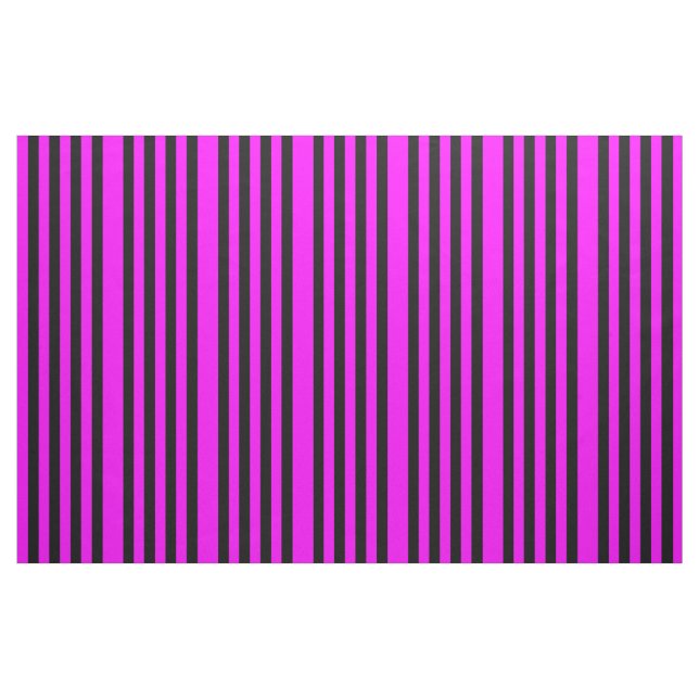 Magenta and Black Striped Combed Cotton Fabric (Fat Quarter)