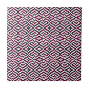Magenta and Blue Pattern Ceramic Tile