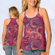 Magenta and Colorful Swirling Watercolor Tank Top