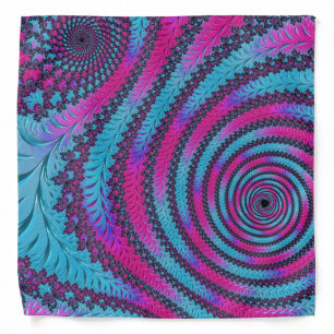 Magenta and Cyan Spiral Bandana